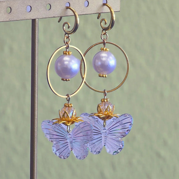 Butterfly Pearl Dangles - Pocket Rock Jewelry