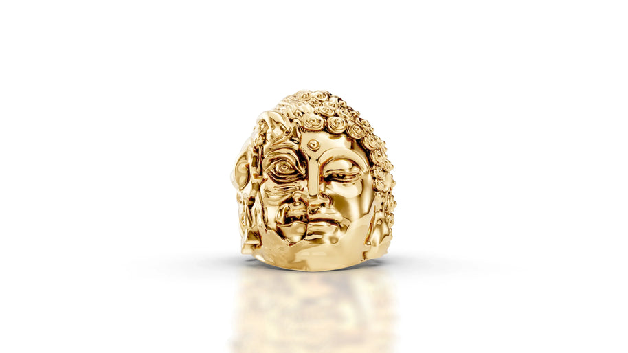 Buddha and Mara - 14K Yellow Gold - Pocket Rock Jewelry