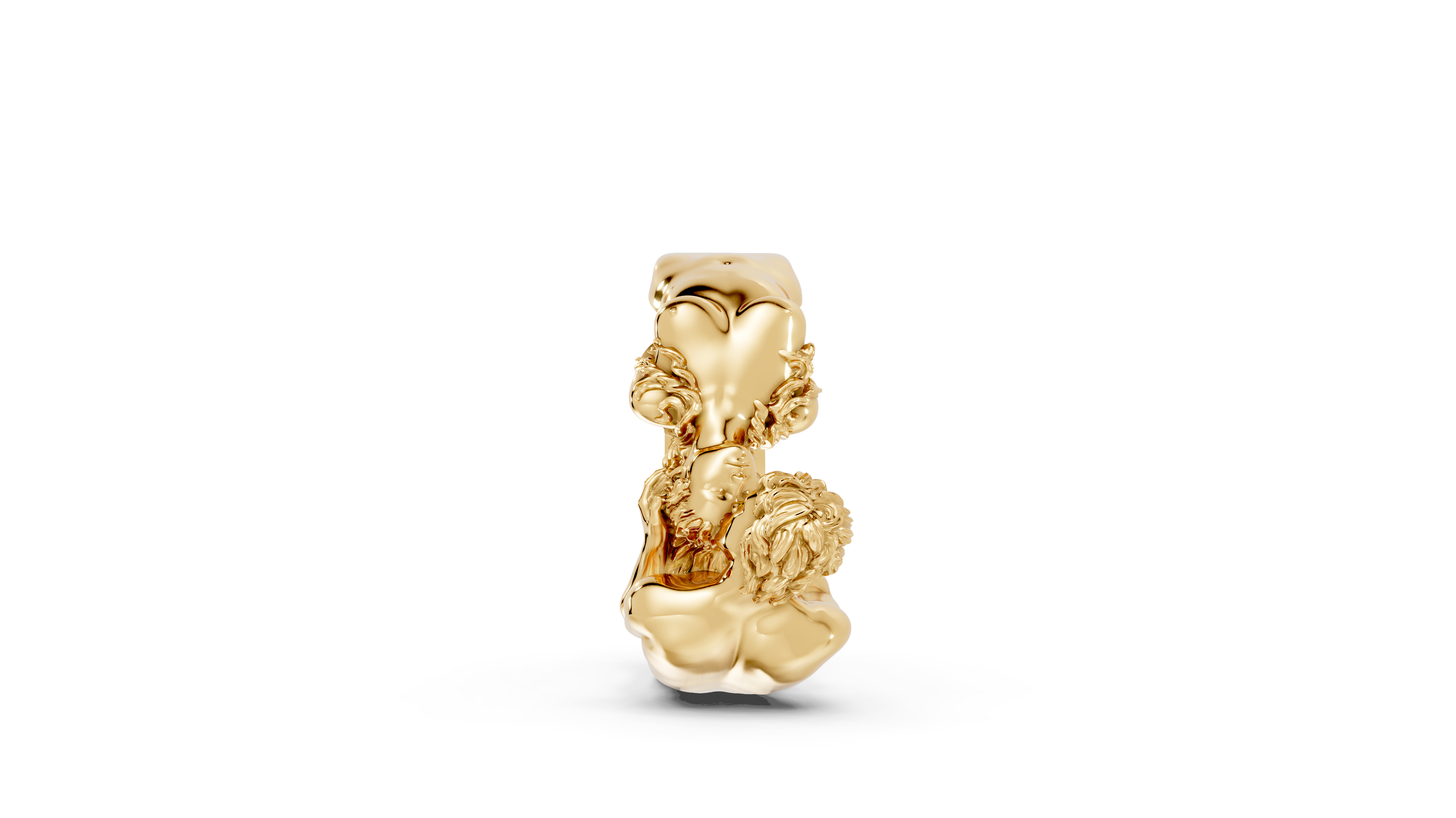 Gold charm with a unique design on a white background