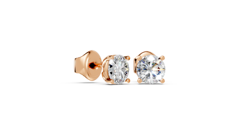 Round studs front and side in rose gold