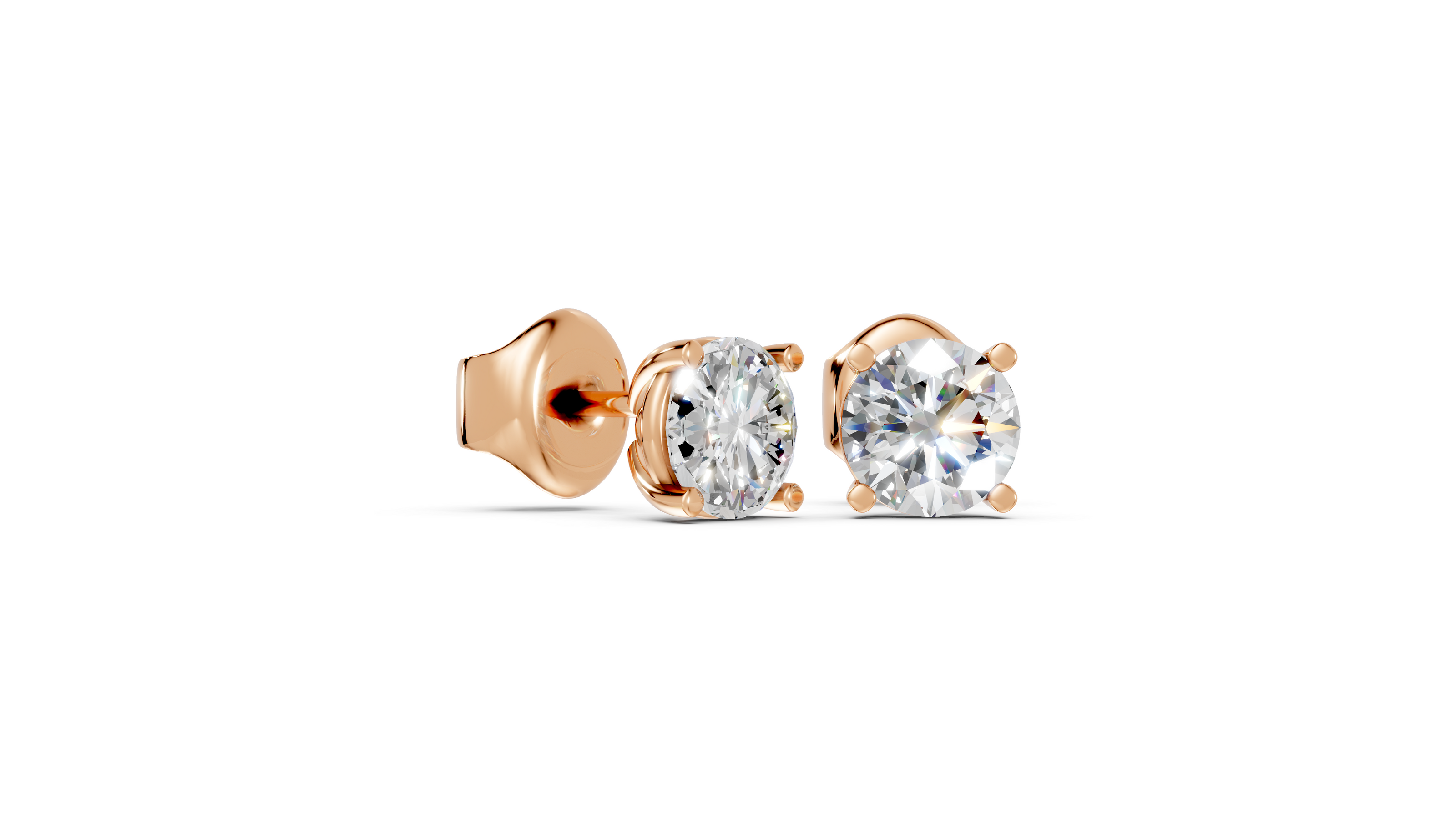 Round studs front and side in rose gold
