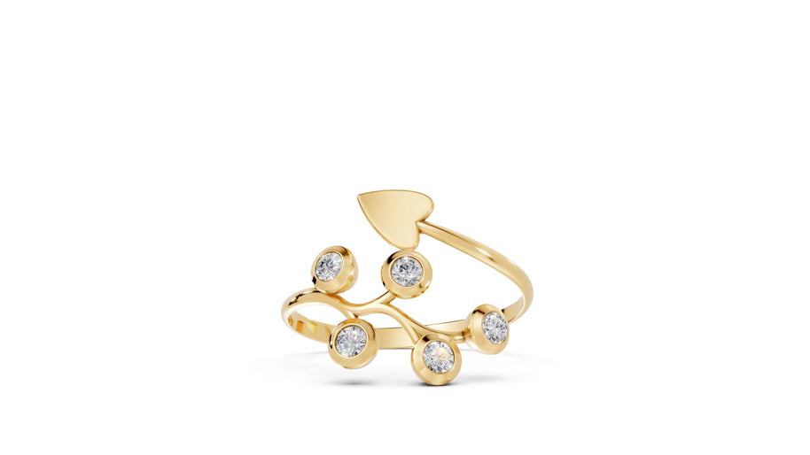 Arrow Heart Bypass - 10K Yellow Gold - Pocket Rock Jewelry