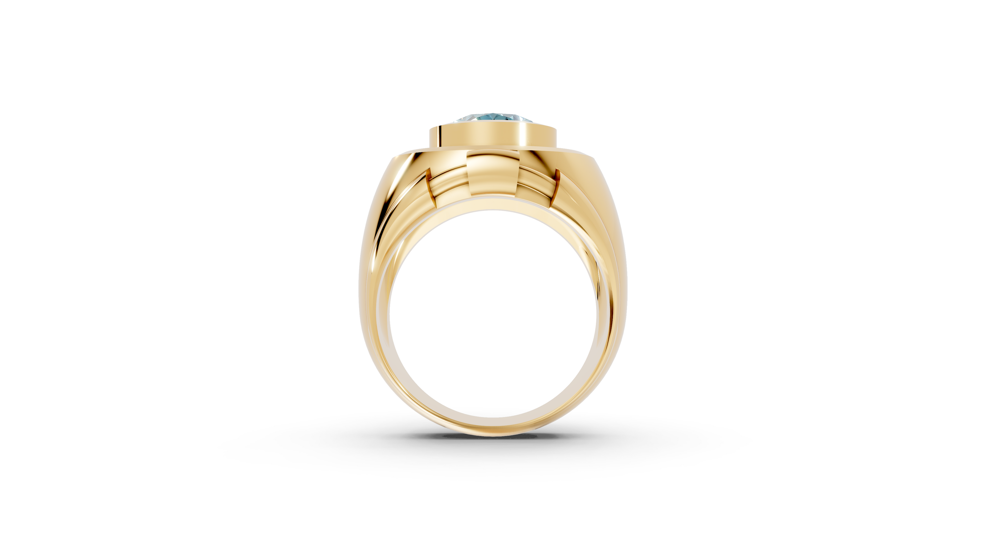 Domed with Handlebars - 10K Yellow - Pocket Rock Jewelry