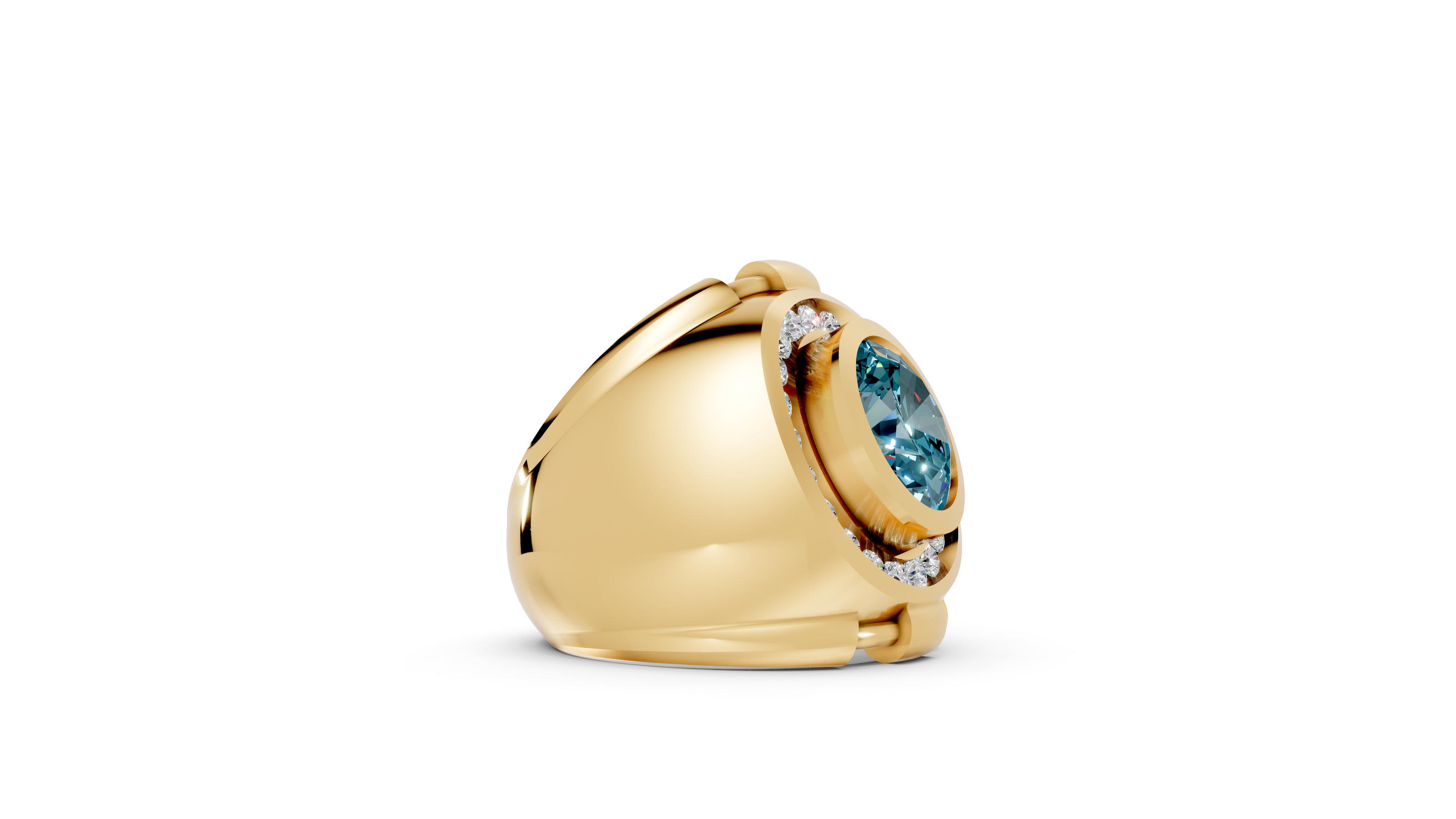 Domed with Handlebars - 10K Yellow - Pocket Rock Jewelry