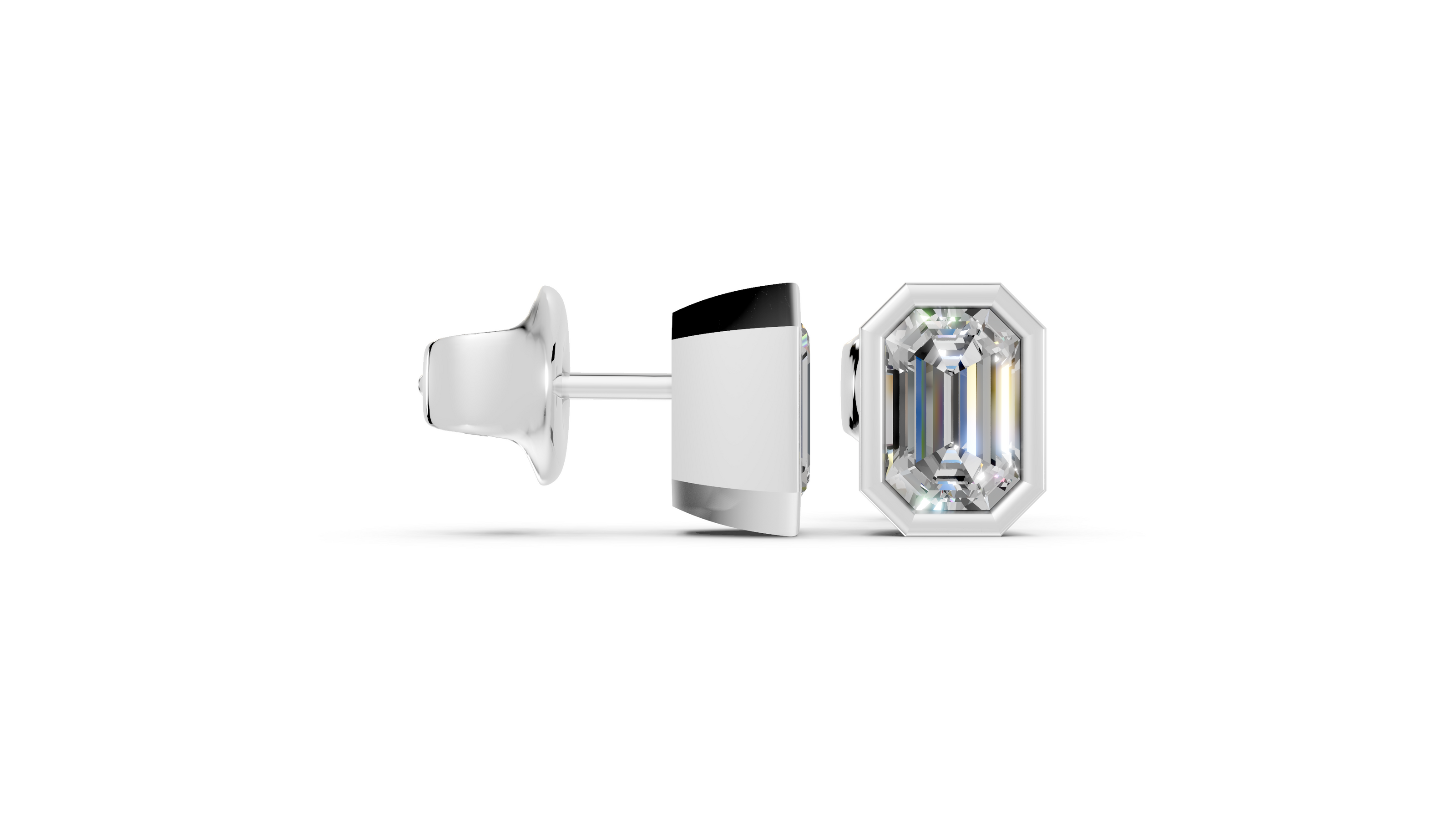 emerald bezel white studs side