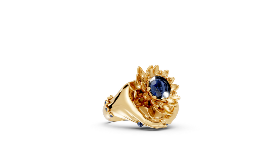 Floating Lotus - 10K Yellow Gold - Pocket Rock Jewelry