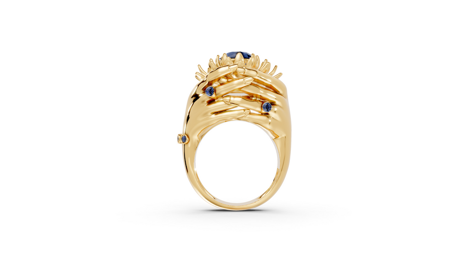 Floating Lotus - 10K Yellow Gold - Pocket Rock Jewelry