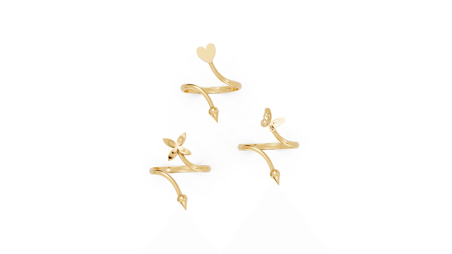 Butterflies and Arrows - 10K Yellow Gold - Pocket Rock Jewelry