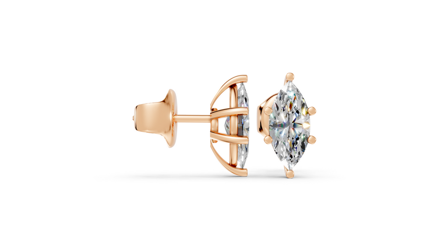 marquise studs front and side in rose gold