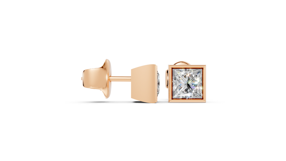princess bezel studs rose gold side