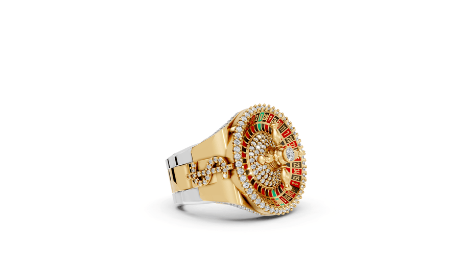 Studded Roulette - 10K Yellow/White Gold - Pocket Rock Jewelry
