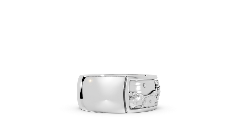 wave moon band in silver left facing