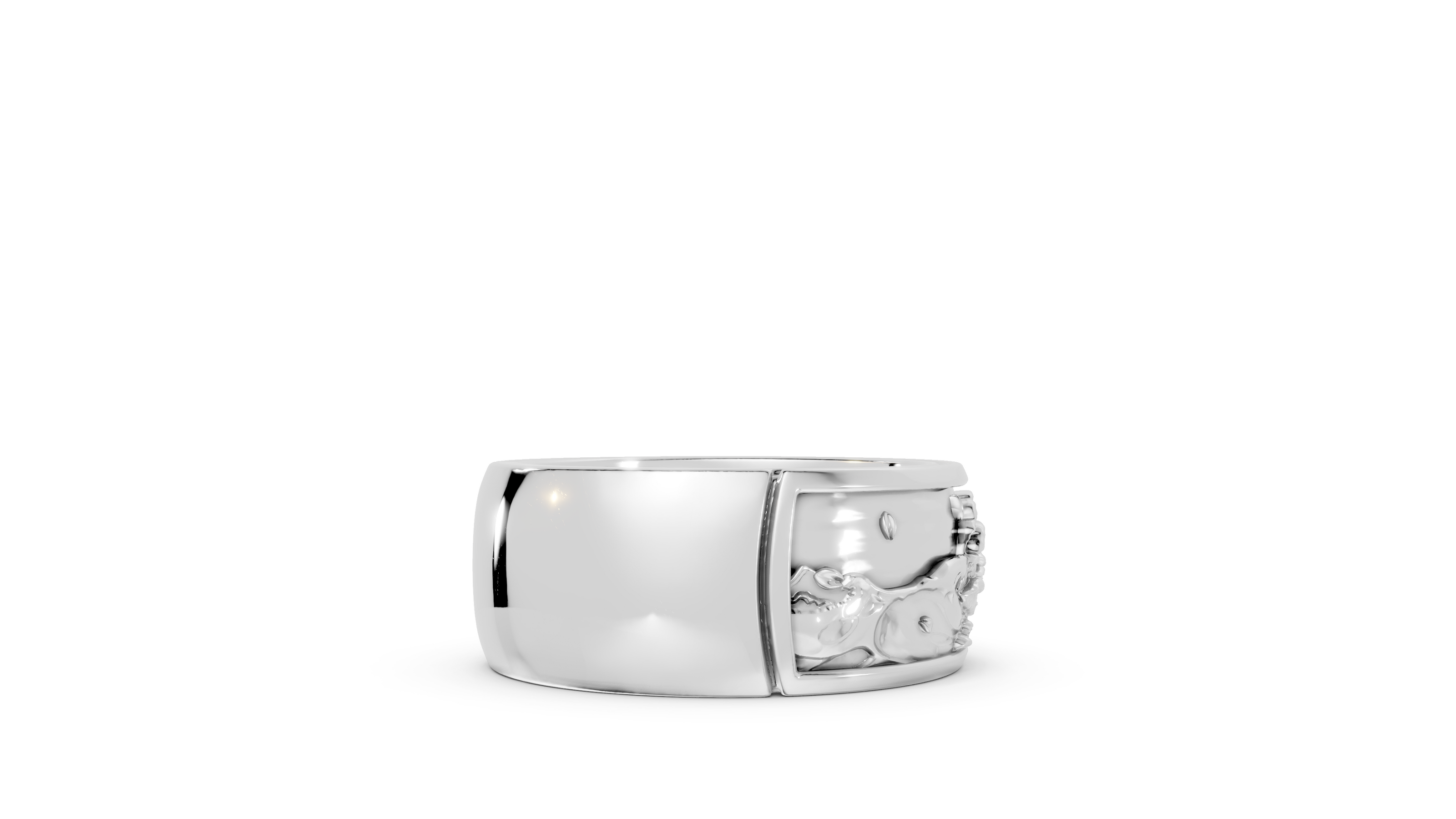 wave moon band in silver left facing
