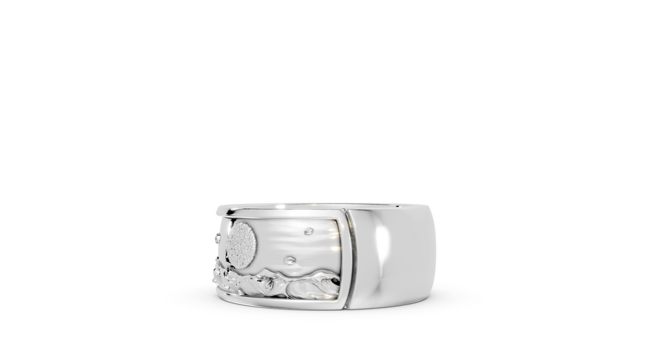 wave moon band in silver right facing
