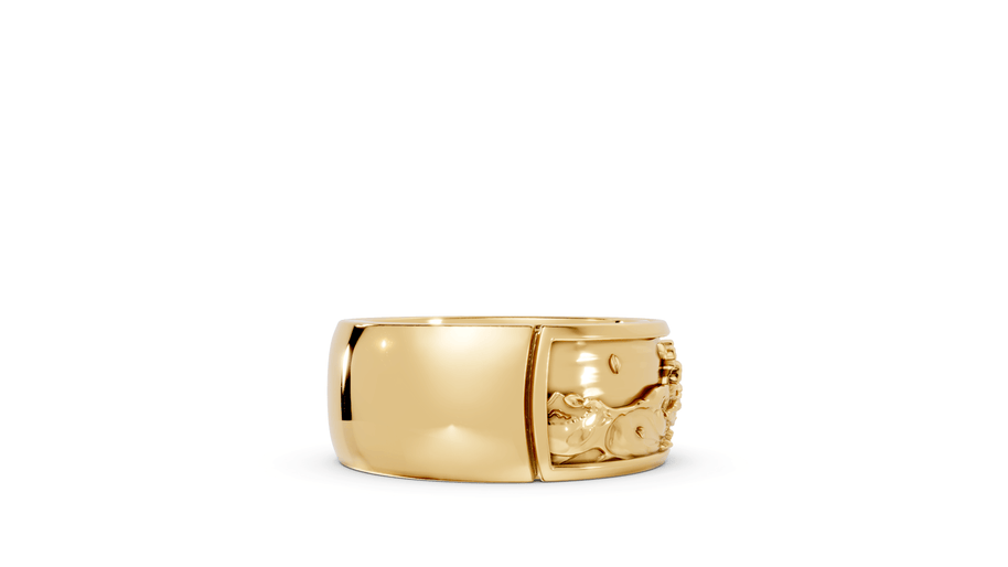 Waves with Moon Band - 14K Yellow Gold - Pocket Rock Jewelry