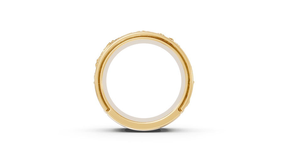 Waves with Moon Band - 14K Yellow Gold - Pocket Rock Jewelry