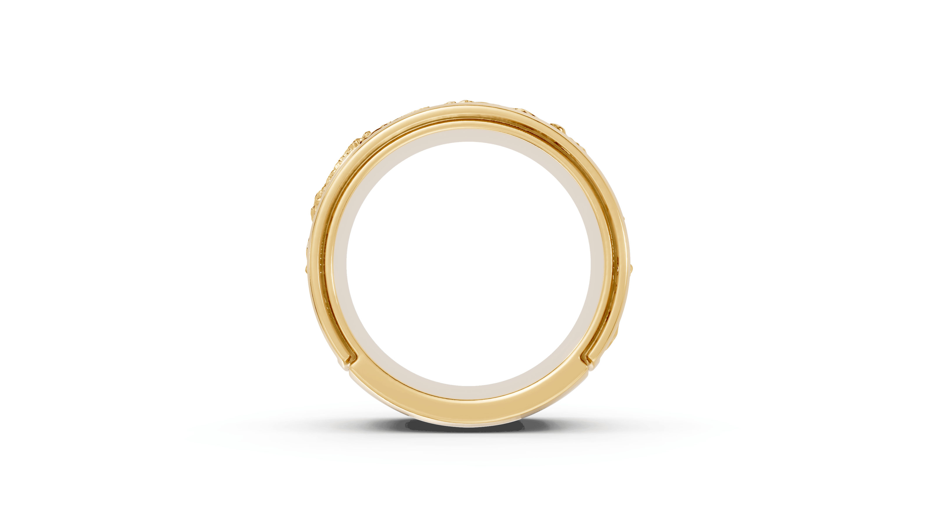 Waves with Moon Band - 14K Yellow Gold - Pocket Rock Jewelry