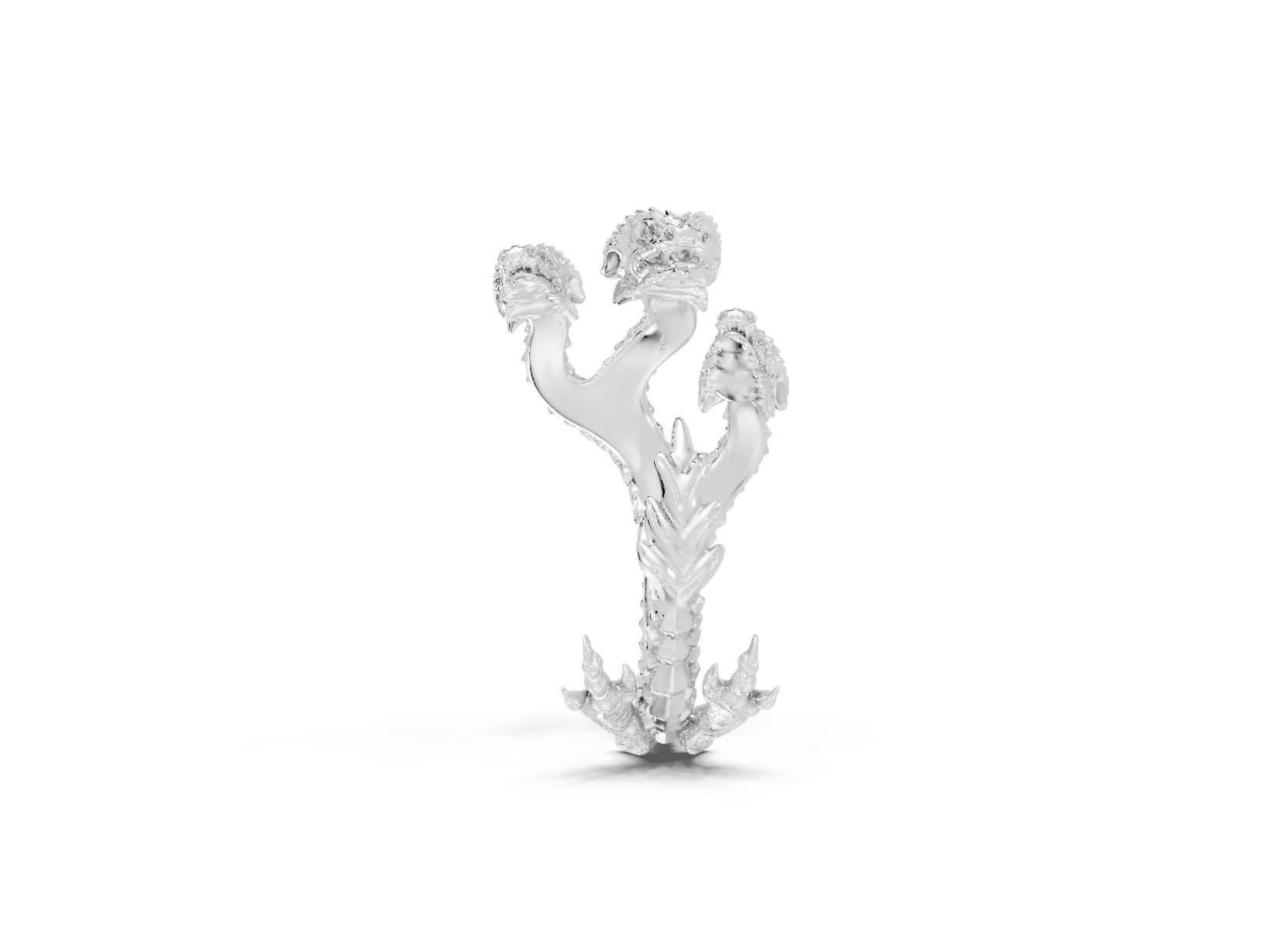 Silver earring with floral design on a white background