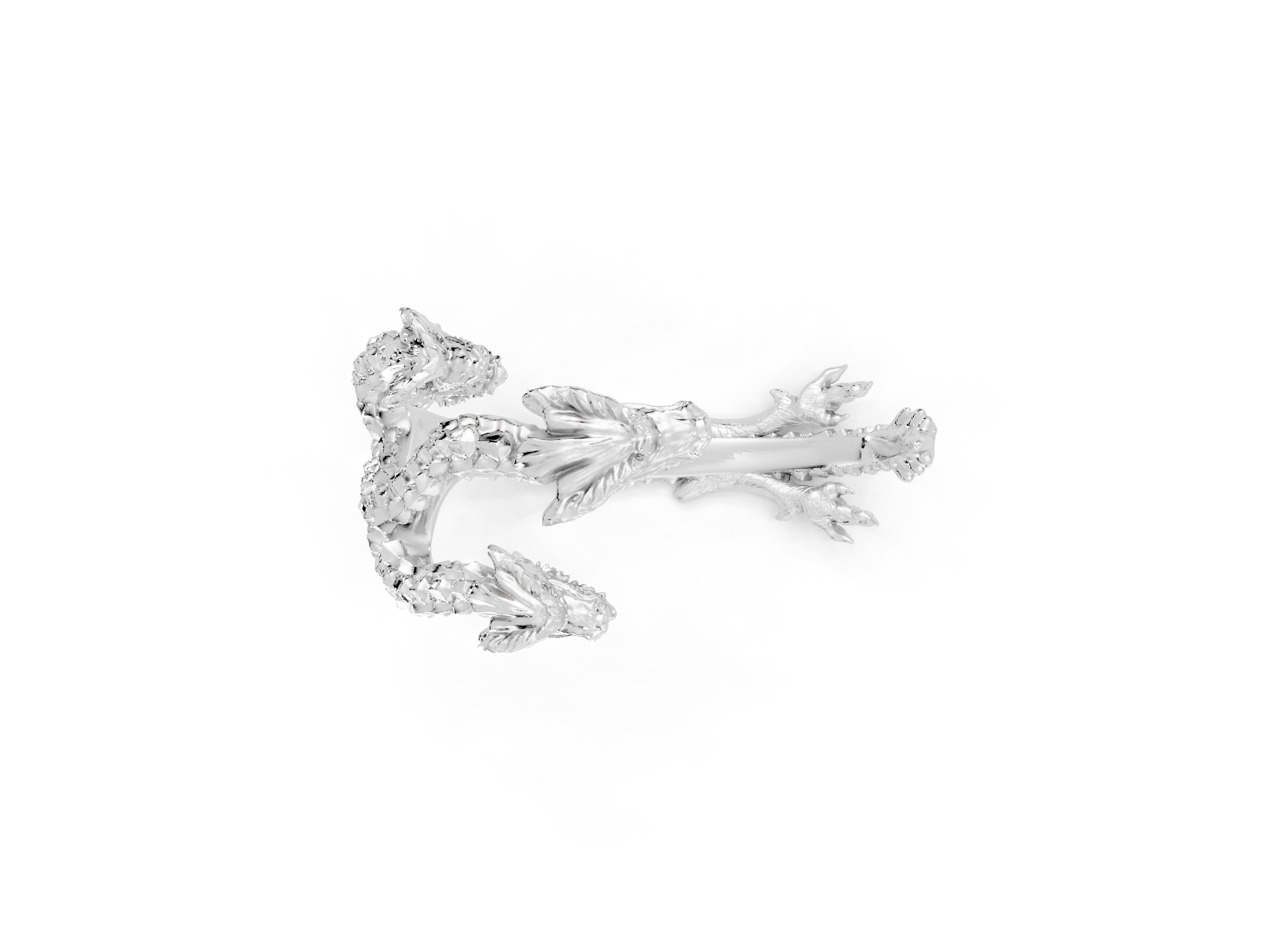 Silver earring with clear gemstones on a white background