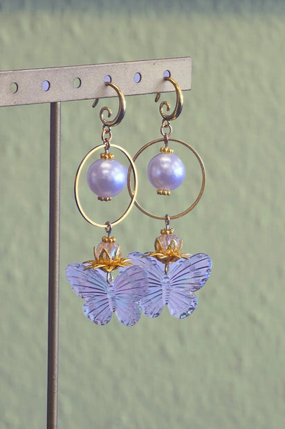 Butterfly Pearl Dangles - Pocket Rock Jewelry