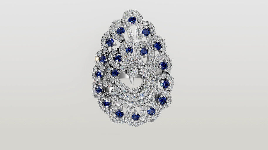 Blue Feathers - 14K White Gold - Pocket Rock Jewelry