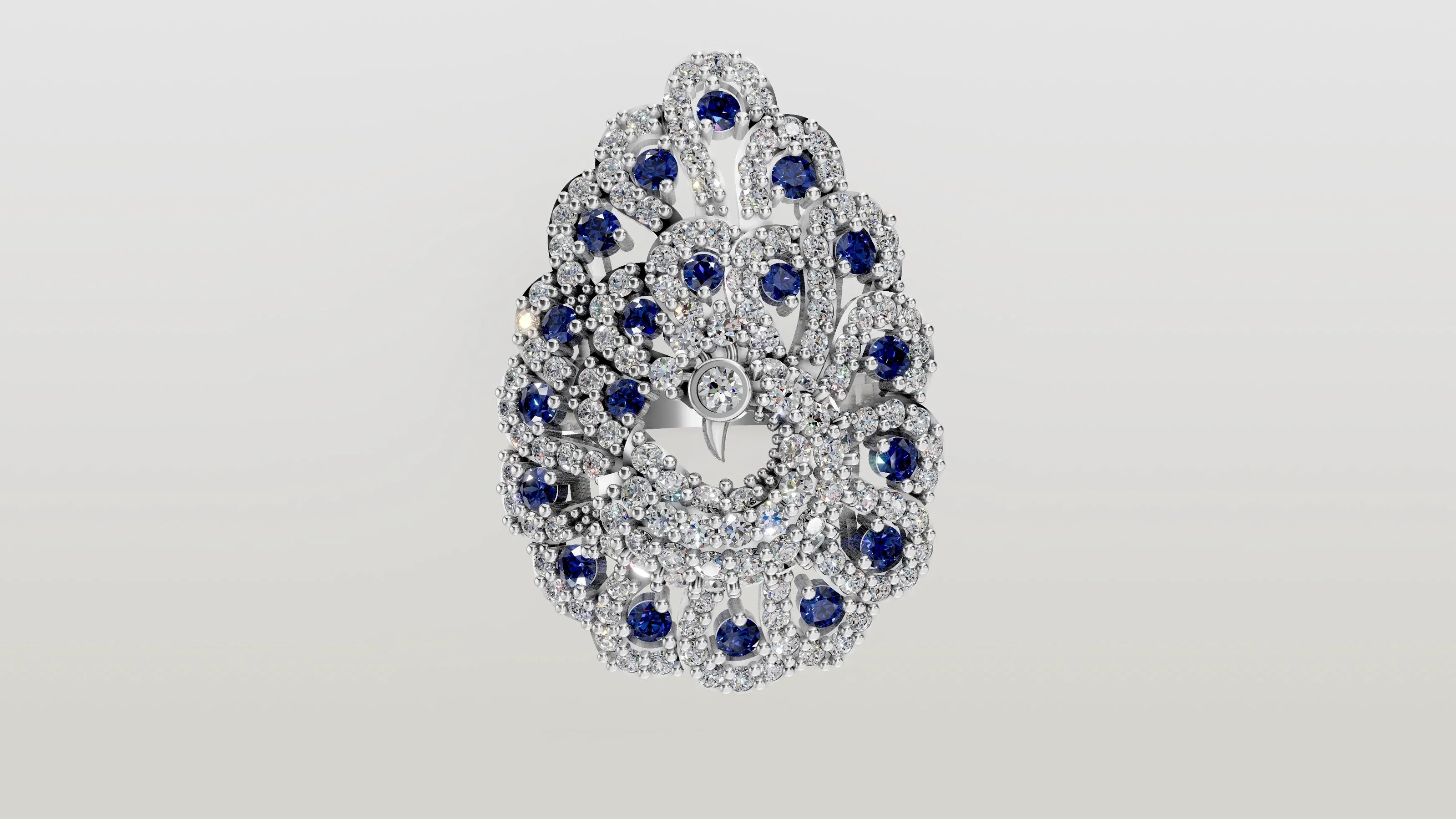Blue Feathers - 14K White Gold - Pocket Rock Jewelry
