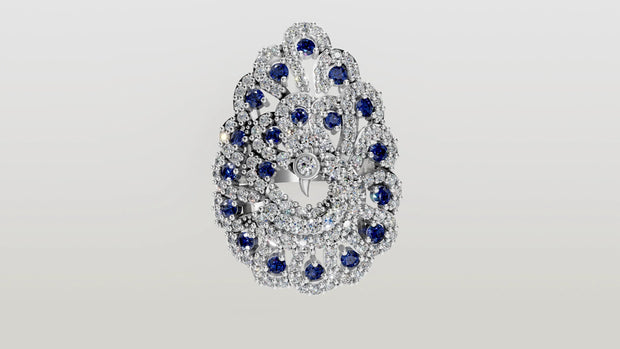 Blue Feathers - 14K White Gold - Pocket Rock Jewelry