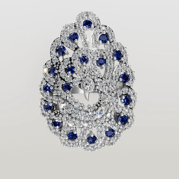 Blue Feathers - 14K White Gold - Pocket Rock Jewelry