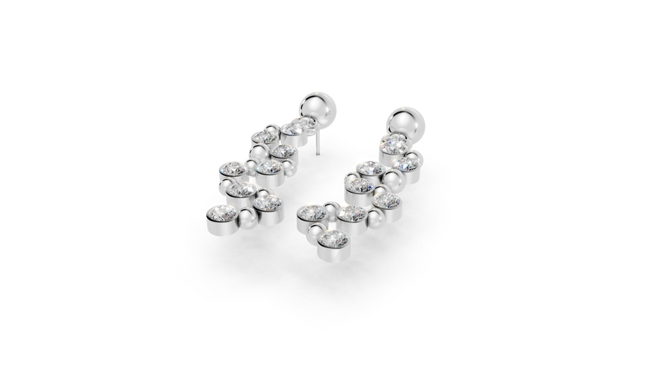 Silver earrings on a white background