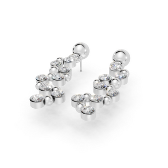 Silver earrings on a white background