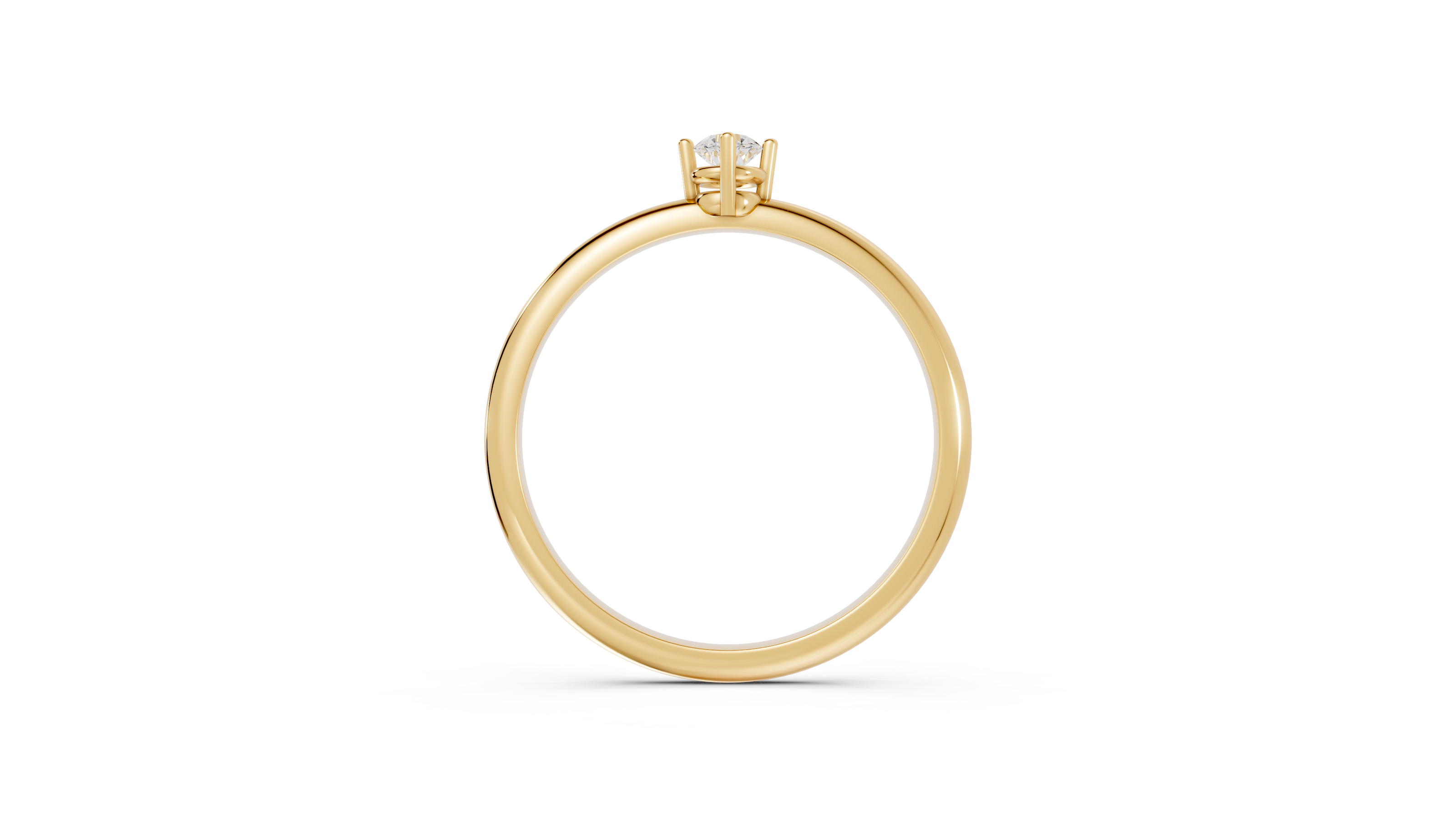 Gold ring with a diamond on a white background