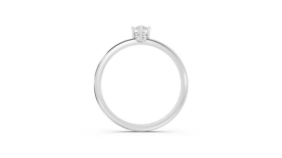 Silver ring with a diamond on a white background