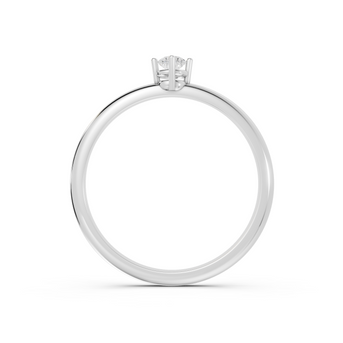 Silver ring with a diamond on a white background
