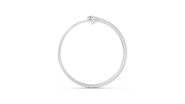 Silver hoop earring on a white background