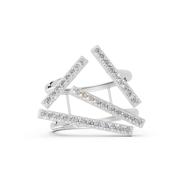 Stack of diamond rings on a white background