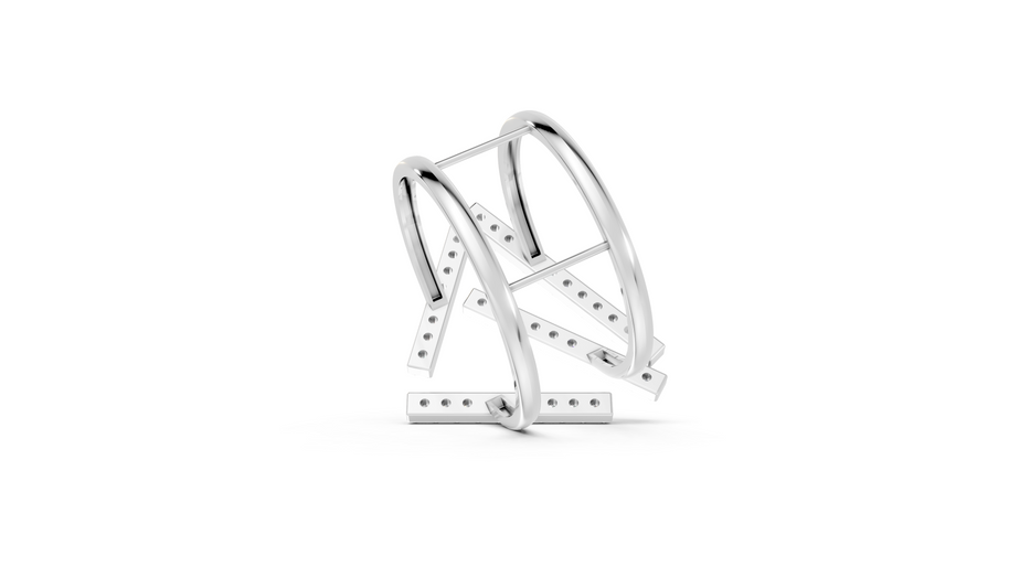 Silver ring with small stones on a white background