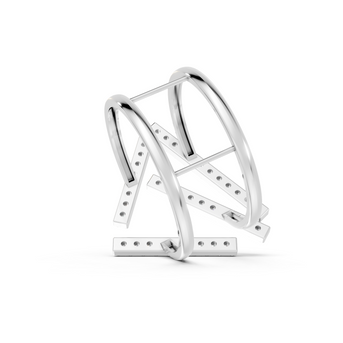 Silver ring with small stones on a white background