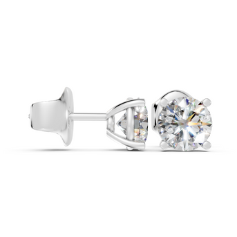 Round studs front and side in white gold
