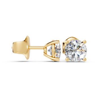 Round studs front and side in yellow gold