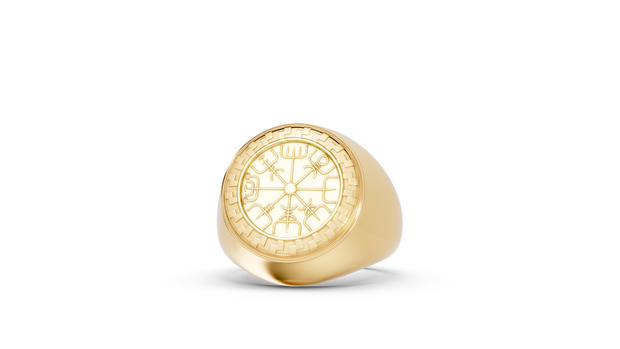 Vegvísir - 10K Yellow Gold - Pocket Rock Jewelry