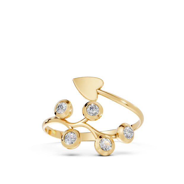 Arrow Heart Bypass - 10K Yellow Gold - Pocket Rock Jewelry