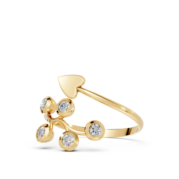 Arrow Heart Bypass - 10K Yellow Gold - Pocket Rock Jewelry