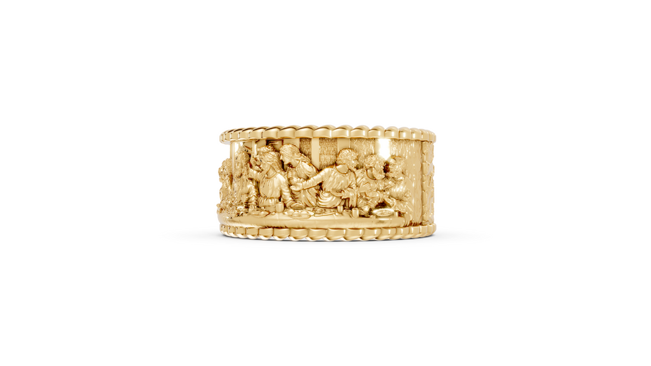 "The Last Supper" Band - 10K Yellow Gold - Pocket Rock Jewelry
