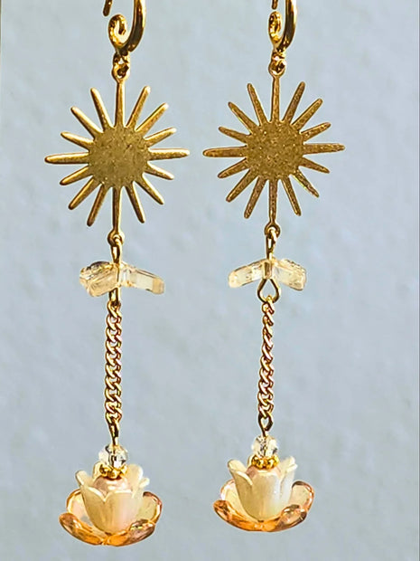 Lotus Sun Dangles - Pocket Rock Jewelry