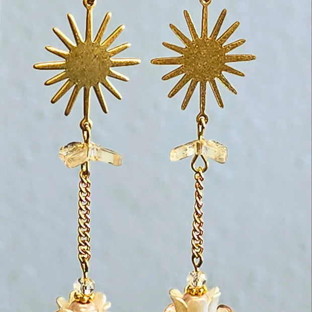 Lotus Sun Dangles - Pocket Rock Jewelry
