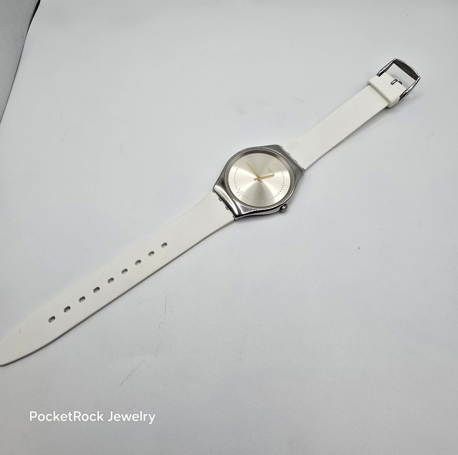 Swatch Skindoree White Silicone Watch (SYXS108) Skin Irony