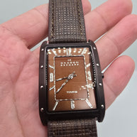 Skagen Denmark 358LTTD Men’s Rectangle Titanium Brown Dial Quartz Leather