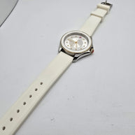 MICHELE Cape Women’s Quartz Silver Dial White Silicone Strap Watch 50m