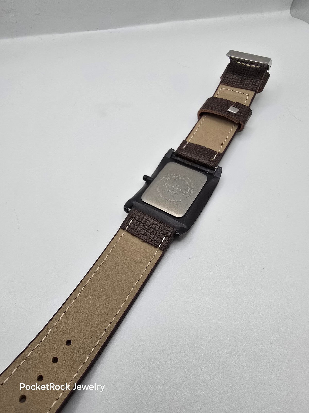 Skagen Denmark 358LTTD Men’s Rectangle Titanium Brown Dial Quartz Leather