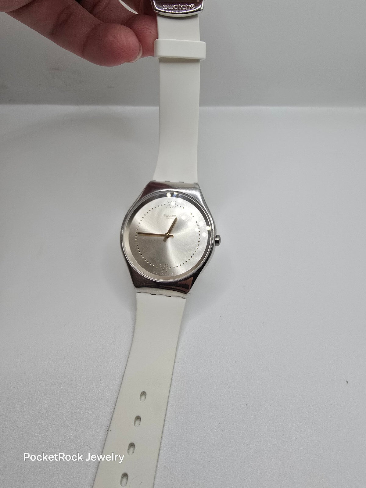 Swatch Skindoree White Silicone Watch (SYXS108) Skin Irony
